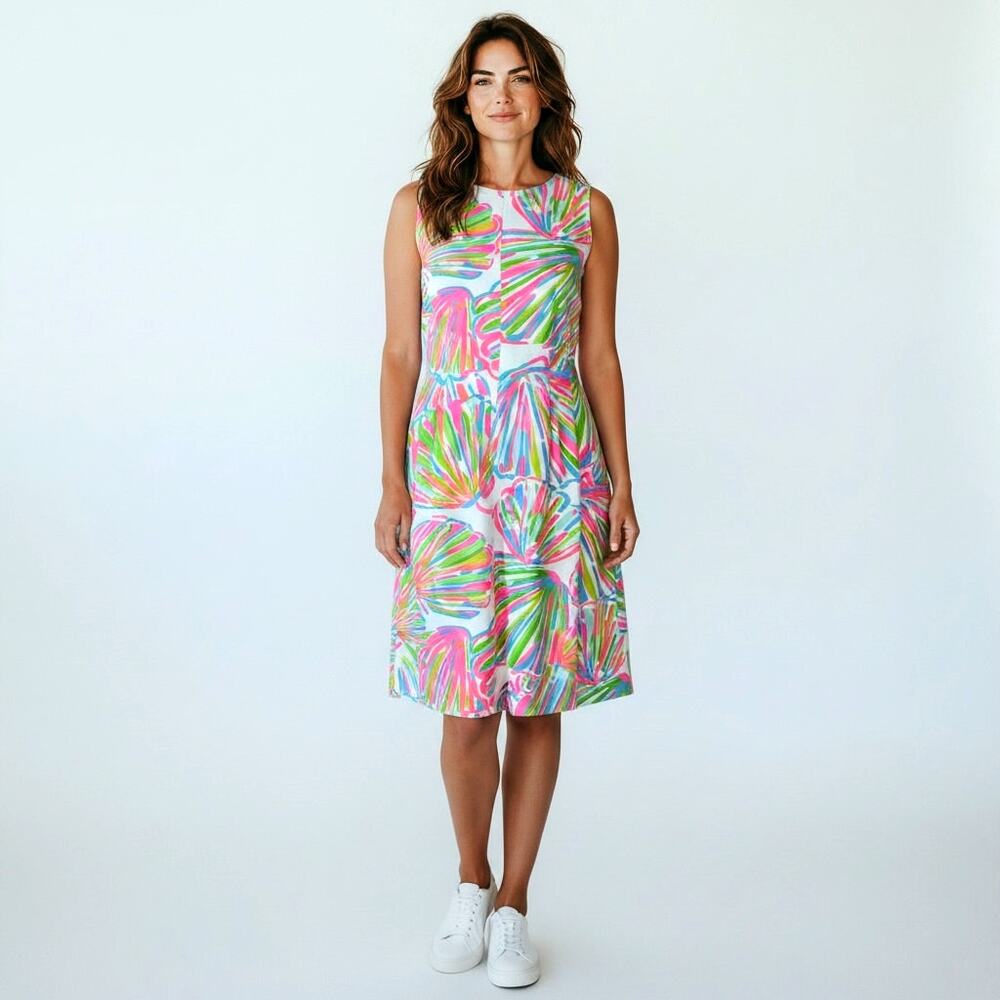 LillyPulitzer Felicity XL Sleeveless Shift Dress XL Pink Blue Green Shell Print